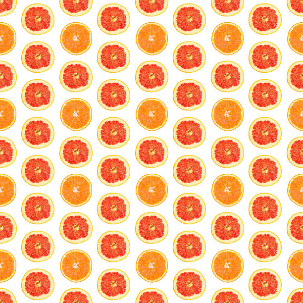 无缝无限模式的孤立切片柚子和橙子图片下载