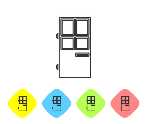 灰色线关闭的门图标隔离在白色图片下载