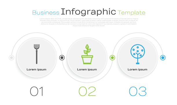 在花盆和树中设置一排花园草叉植物图片下载