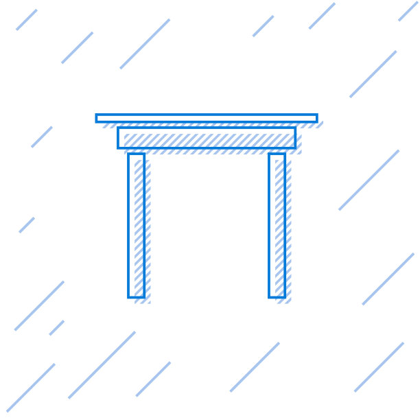 蓝线木桌图标孤立在白色图片下载