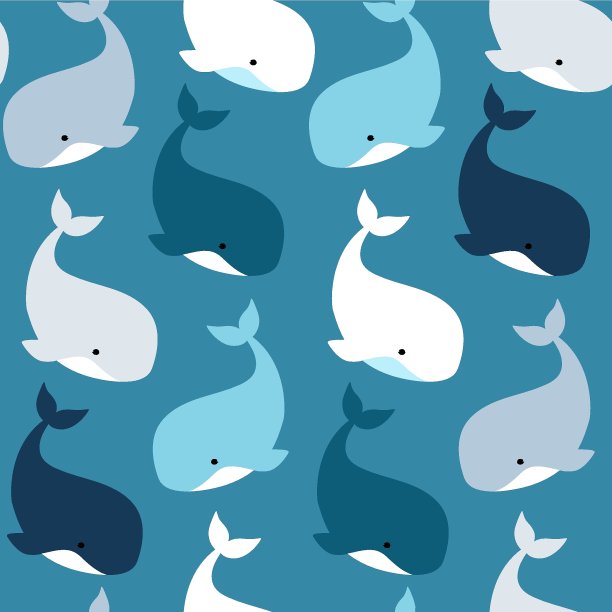 针对鲸鱼玩家的无缝模式。创意手绘纹理的织物，包装，纺织品，墙纸，服装。矢量图图片下载