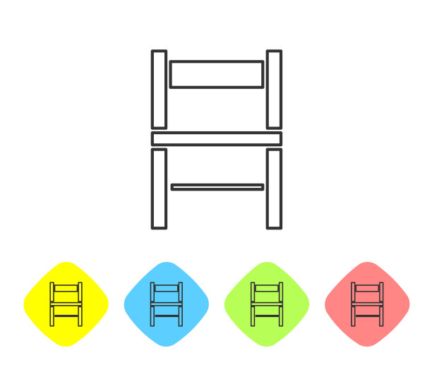 灰色线椅子图标孤立在白色背景图片下载