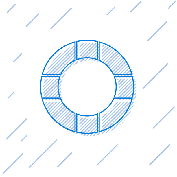 蓝色线救生圈图标孤立在白色上图片下载