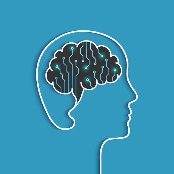 头部轮廓用电路板制成的大脑作为AI和数字大脑的概念图片下载