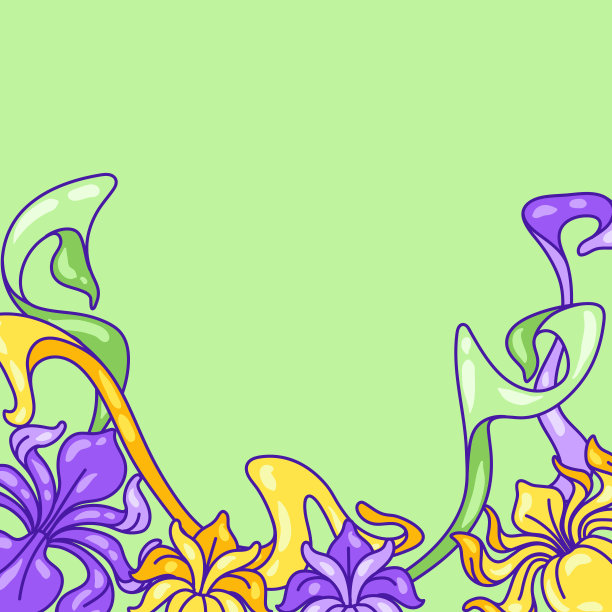 背景与鸢尾花。新艺术复古风格。图片下载