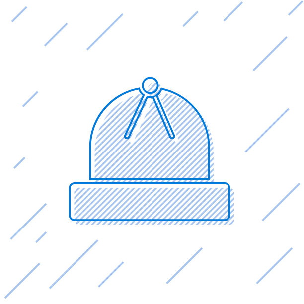 蓝色线冬季帽子图标孤立在白色图片下载