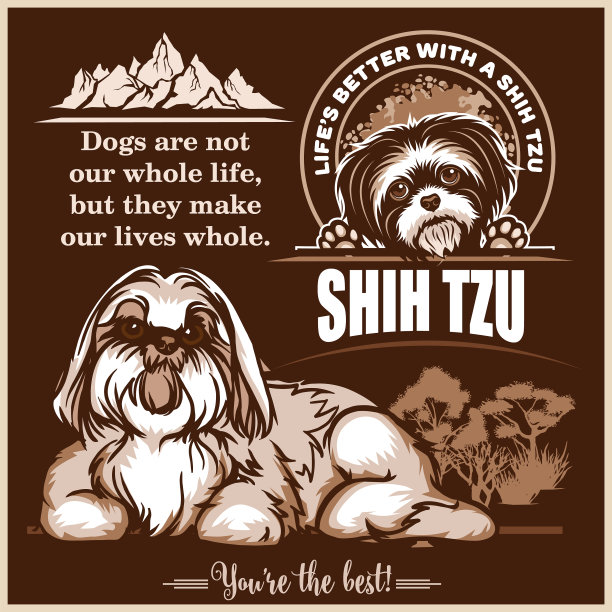 用于T恤logo的西施犬图案图片下载