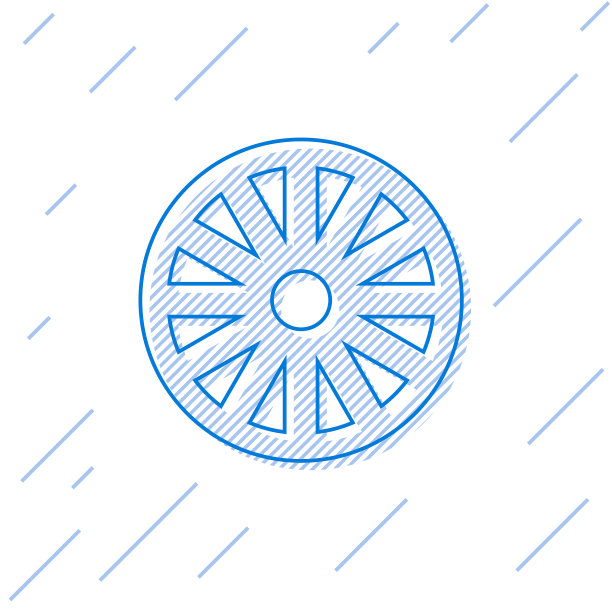 蓝线老木轮图标孤立在白色图片下载