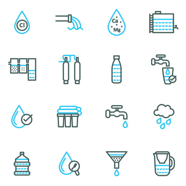 水处理标志细线图标设置图片下载