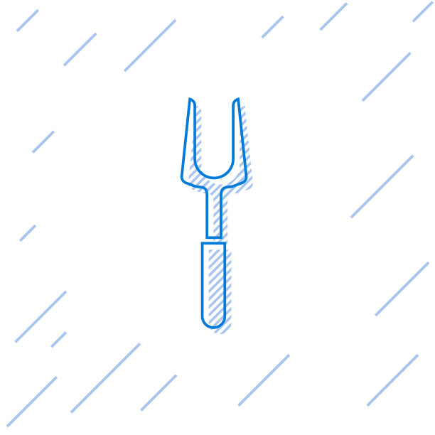 蓝线烧烤叉图标孤立在白色图片下载