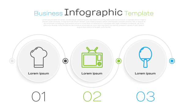设线厨师帽电视和球拍为图片下载