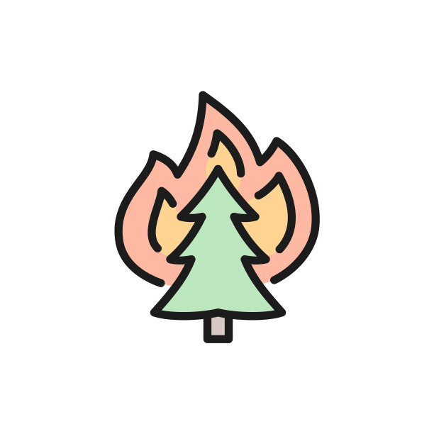 火对树野火单色线图标图片下载