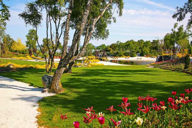 挪威斯塔万格外的岛屿上有美丽的植物、花卉、树木和花园。图片下载