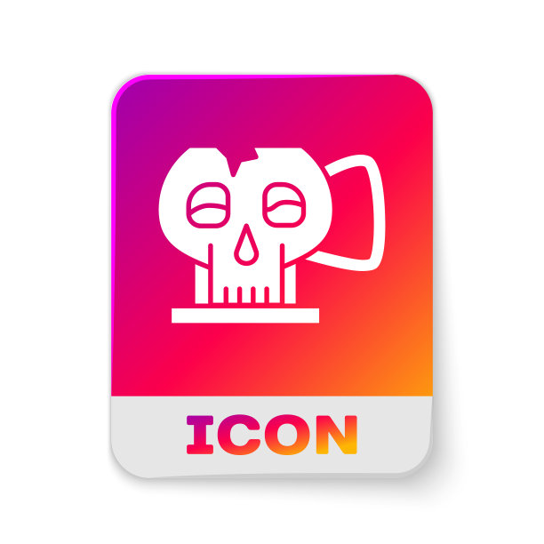 白色杯子从头骨图标孤立在白色图片下载