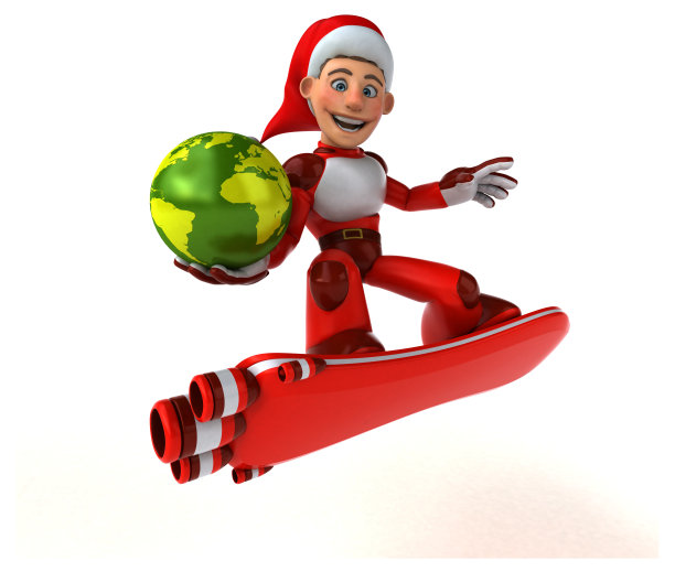 有趣的超级圣诞老人- 3D插图图片下载