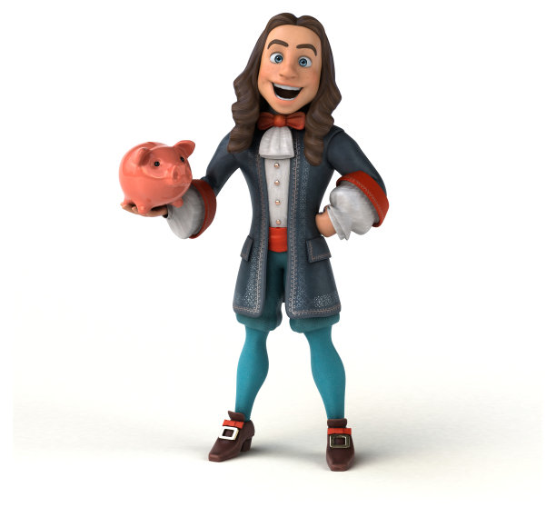 3D插图的卡通人在历史巴洛克服装图片下载