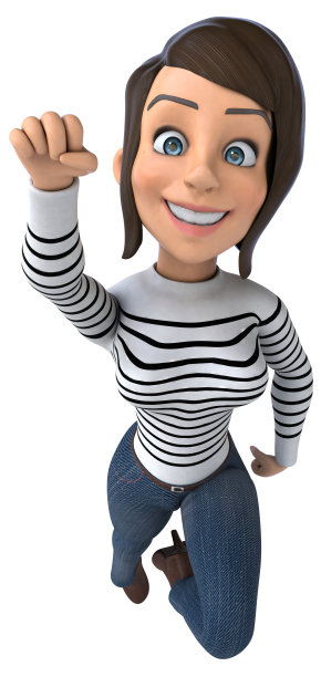 有趣的3D卡通休闲角色女人图片下载