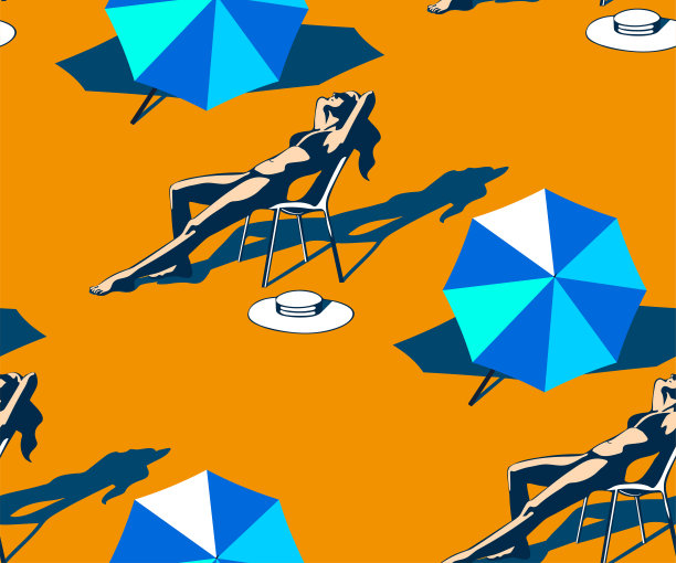 无缝夏日海滩图案。你好，夏天，假日概念。波普艺术。夏天的假期。矢量无缝模式插图图片下载