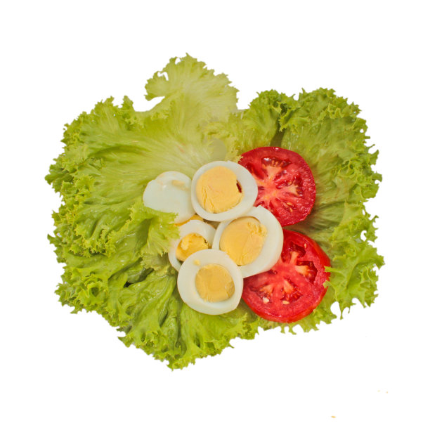 美味的西红柿鸡蛋沙拉在白色的背景上图片下载