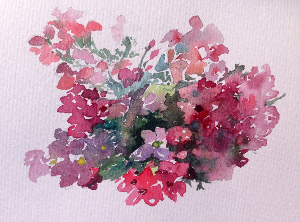 美丽温柔浪漫的夏日野花花束，取材于大自然的水彩画技法图片下载