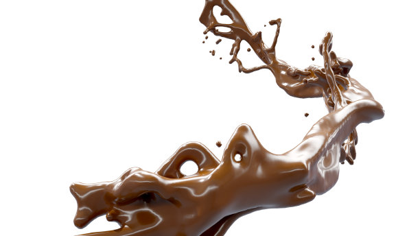 巧克力飞溅3d渲染包括一个剪切路径。三维演示图片下载