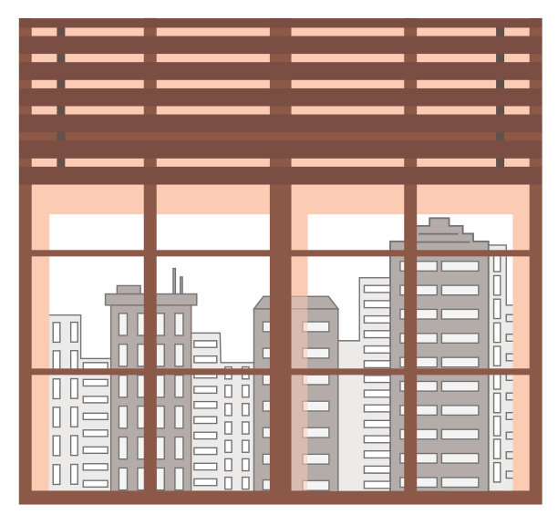 城市景观从宽阔的窗户看城市摩天大楼图片下载