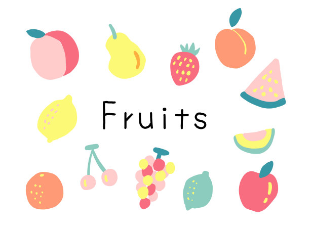 平面插图的彩色新鲜水果图片下载