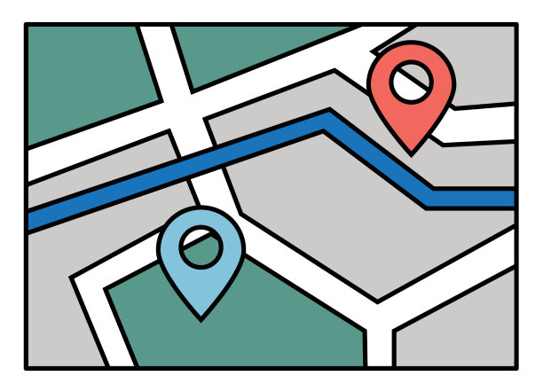 导航地图与目的地和开始图片下载