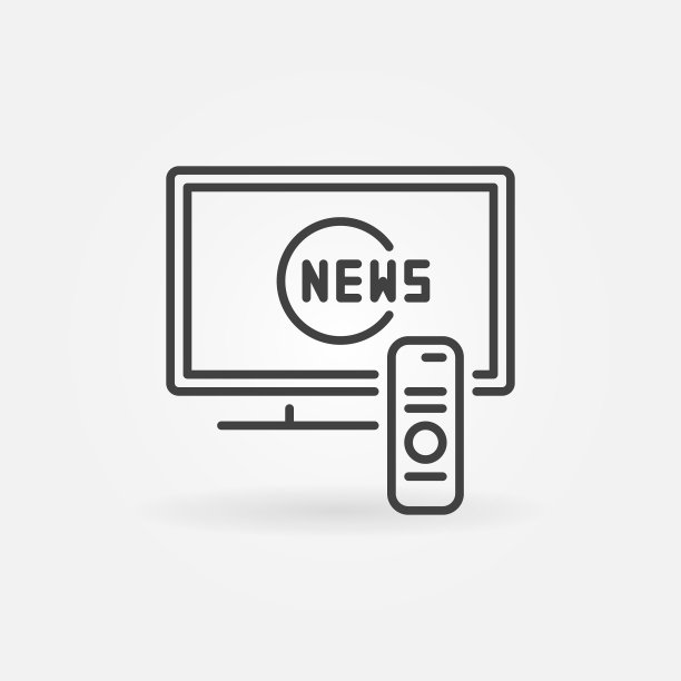 电视与新闻概念图标在细线图片下载