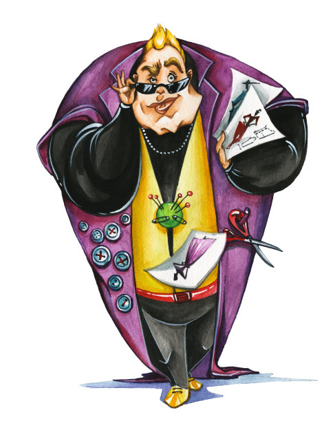 服装设计师、裁缝手绘水彩插画图片下载