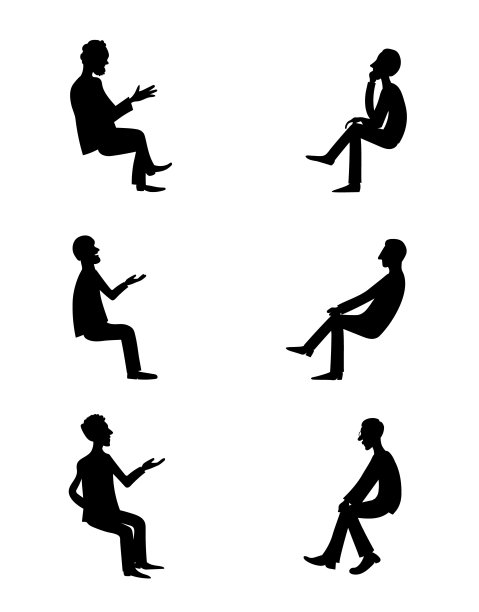 男人说话。向量黑色图像集。图片下载