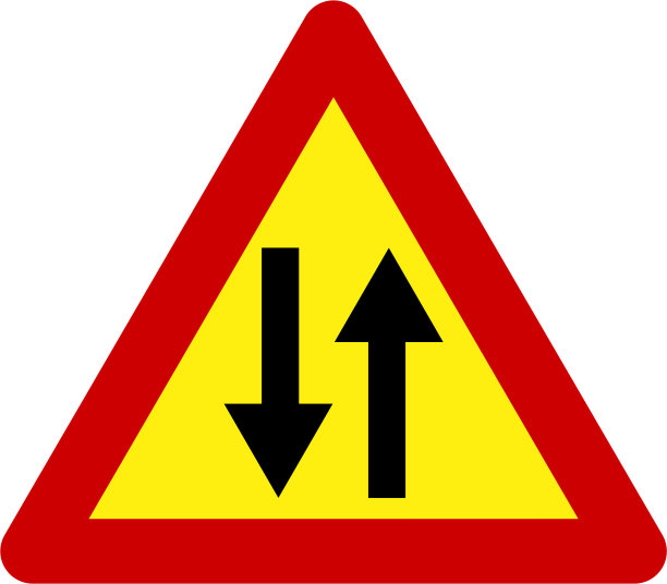 带有双向标志的警告标志图片下载