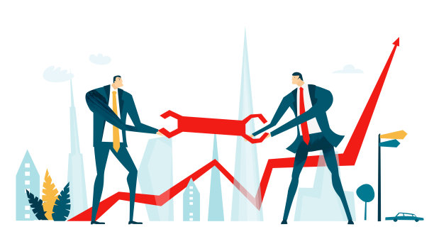 商业人士一起工作，解决问题，支持一个项目，在商业上取得进步。业务概念说明。素材图片