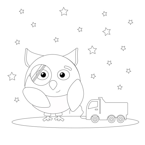 夏季猫头鹰着色书为儿童星机图片下载