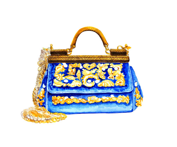 时尚的蓝色女性包与水钻和戈尔格图片下载