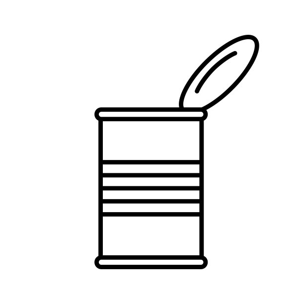 用盖子打开易拉罐，侧面观察。线性罐头食品图标图片下载