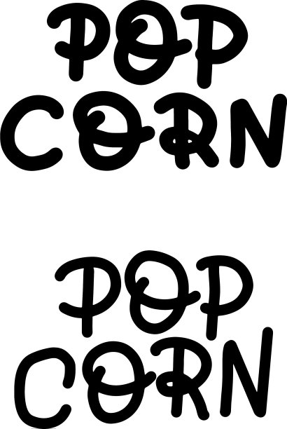 设置两个普通和粗体的爆米花文本标签图片下载