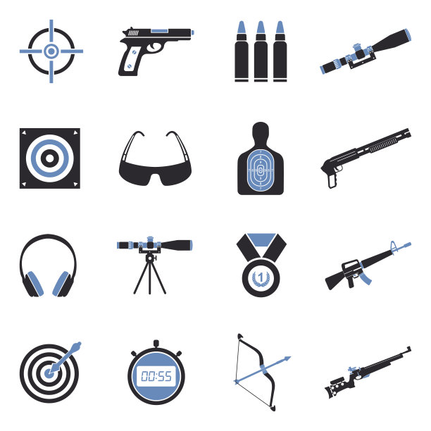 射击场图标：双色扁平设计矢量图图片下载