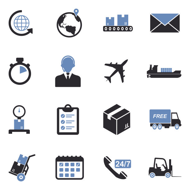 运输和交付图标。双色调平面设计。矢量插图。图片下载