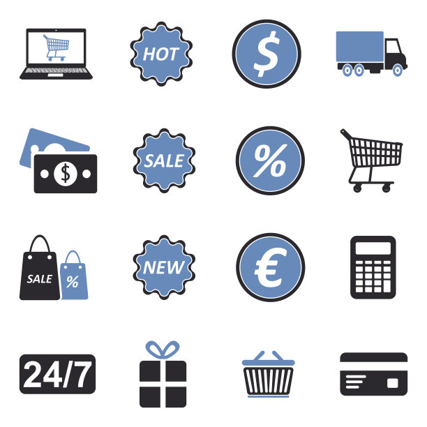 购物的图标。双色调平面设计。矢量插图。图片下载