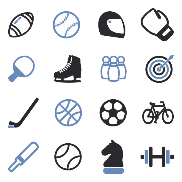 体育图标。双色调平面设计。矢量插图。图片下载