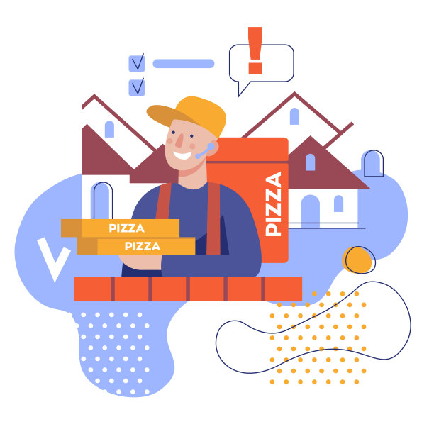 扁平风格的比萨外卖员插画图片下载