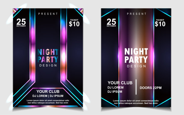 晚会音乐布局海报设计模板背景用淡雅的暗色和淡雅的色彩。豪华电罩图片下载