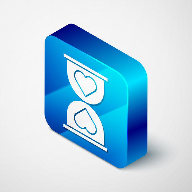 在中心的等距心脏沙漏图标图片下载