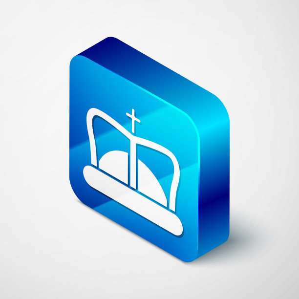 等距王皇冠图标孤立在白色图片下载