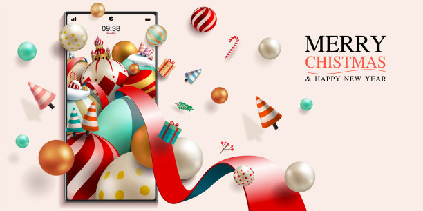 横幅:圣诞快乐，新年快乐图片下载