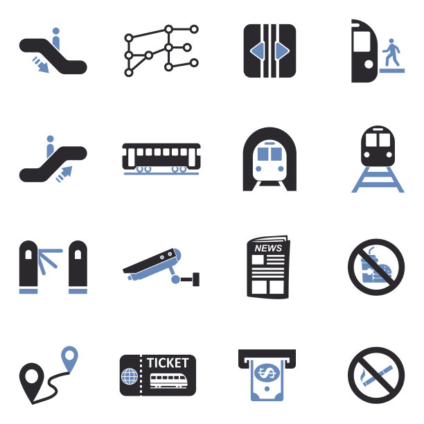 地铁图标。双色调平面设计。矢量插图。图片下载