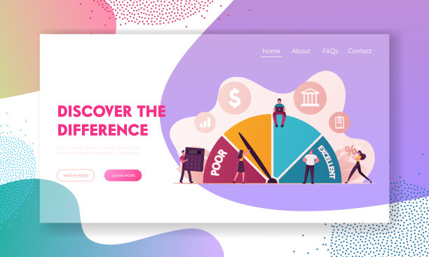 信用评分评级登陆页面模板。显示个人贷款、抵押和支付卡信用或风险的债务报告。人物选择信用。卡通人物矢量插图图片下载