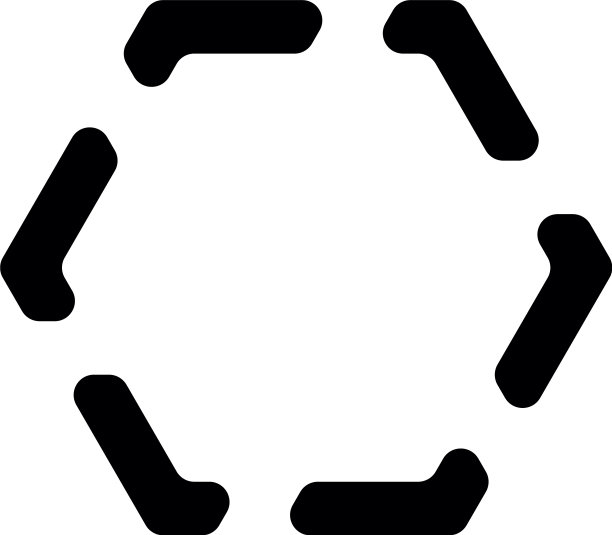 白色背景上的线条六边形标志设计图片下载