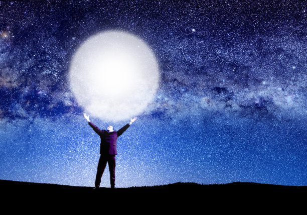 人的概念形象和抽象的宇宙光图片下载